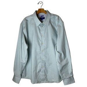 Egara‎ Shirt Men XXL Blue Green Checked Collared Non Iron Button Down Preppy
